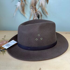 Country Gentleman Dickens Brown 100% Wool Water Repellent Fedora Hat NEW NWT